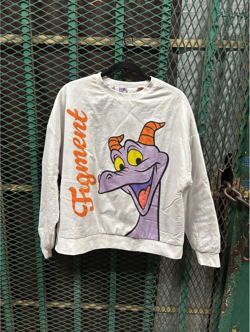 Disney Parks Figment Dragon Sweatshirt Reversible Medium Large Oversized VTG - Picture 2 of 6